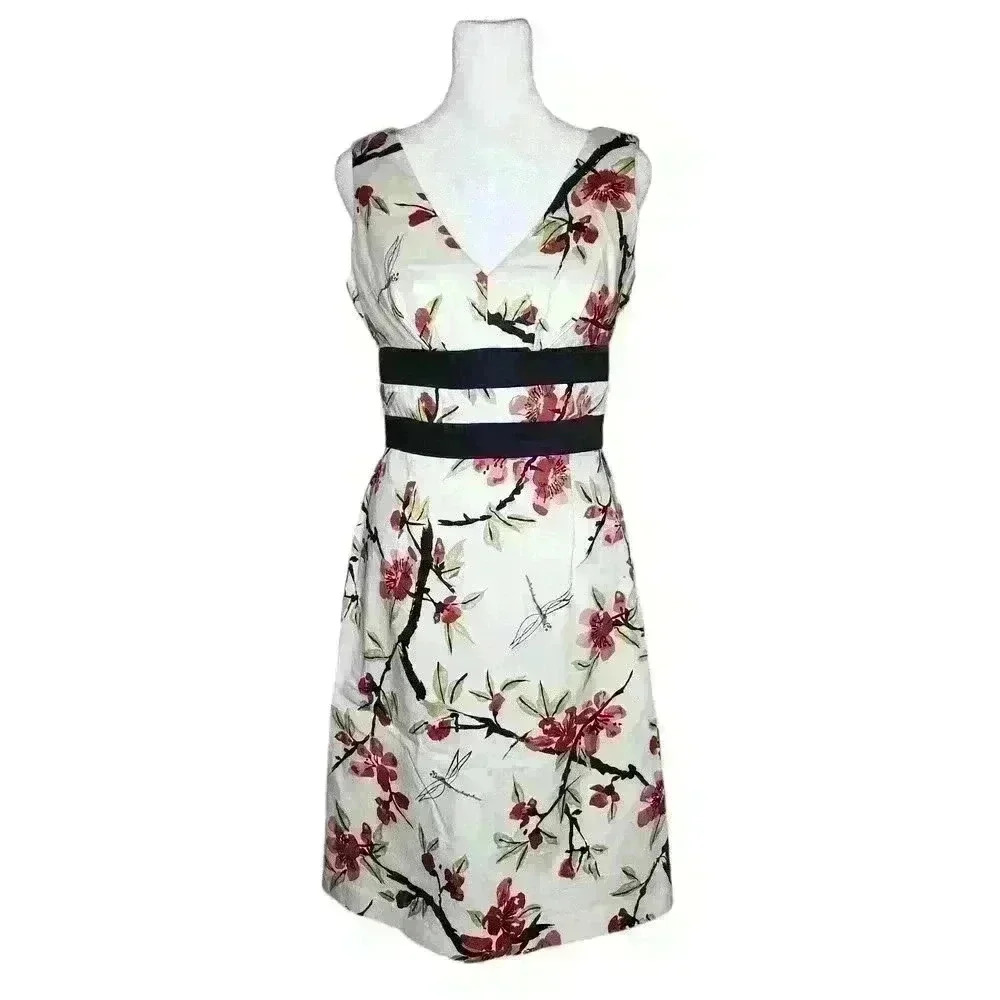 Donna Ricco women's floral sleeveless dress knee length size 4